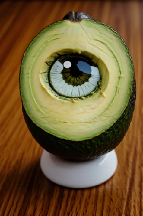 A cute avocado with eyes and mouth on a theater stage