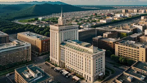 hotel, classic hotel in modern era, urban, aerial, panoramic, day time