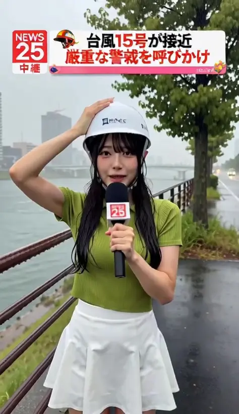 10秒動画：暴風雨の中で記者がリポート